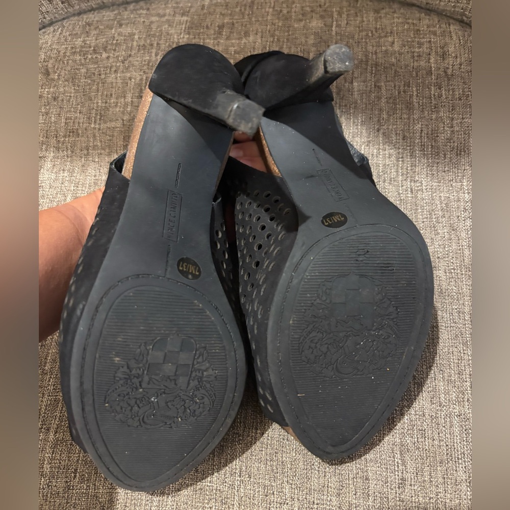 Vince Camuto Black Peep-Toe Heels - Picture 3 of 5